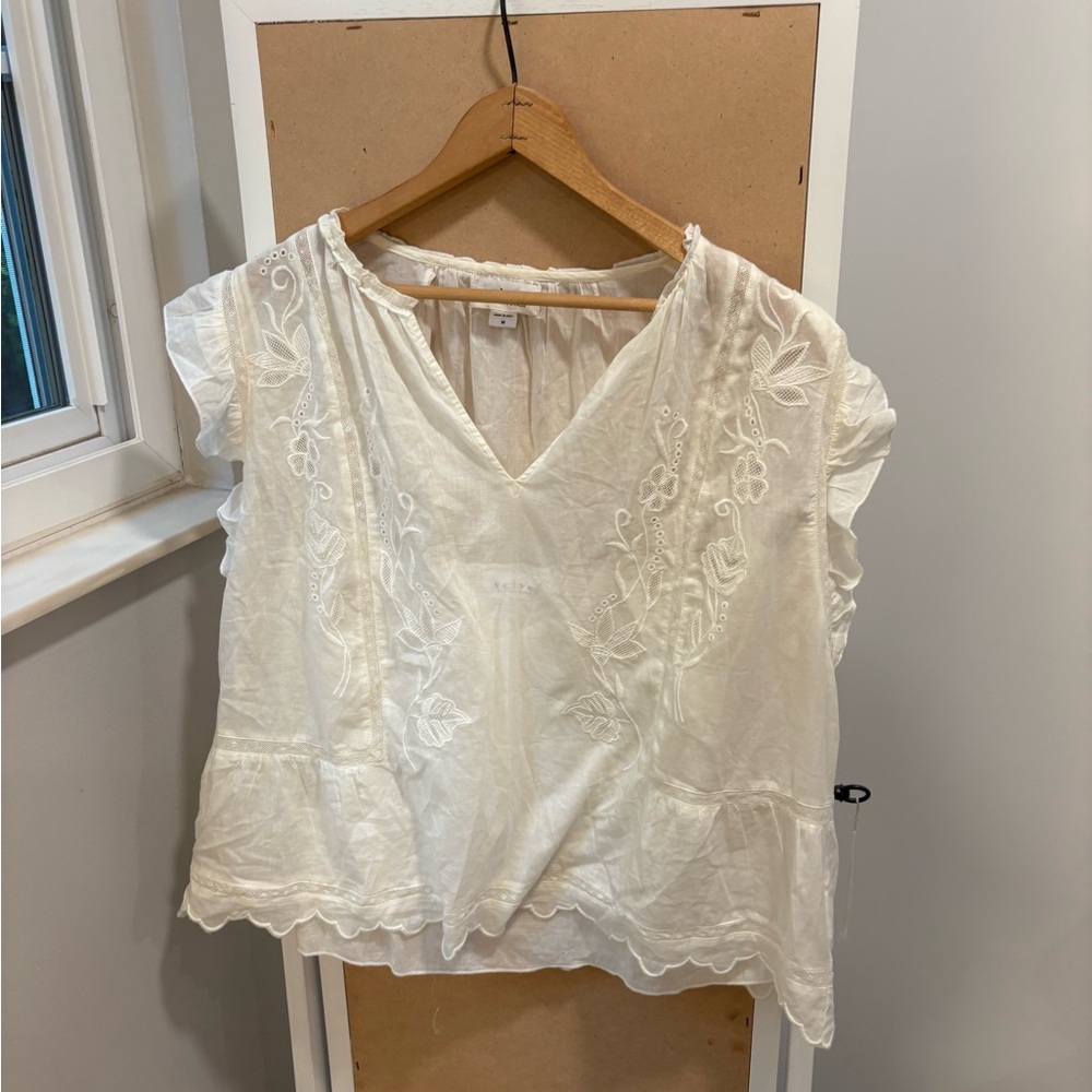 Velvet White Cotton Cami Top Adjustable Straps Size M
